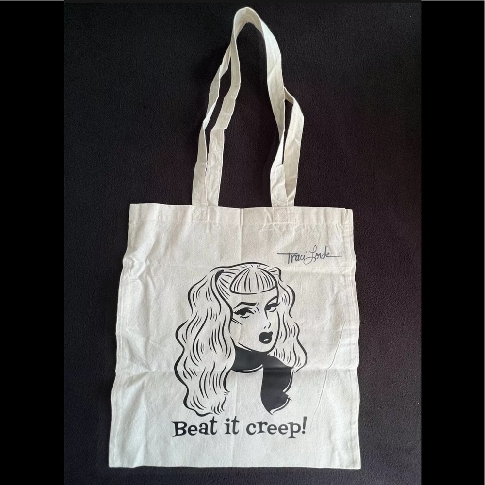 NWOT Official Traci Lords Autographed Beat It Creep Cry Baby Logo Tote Bag